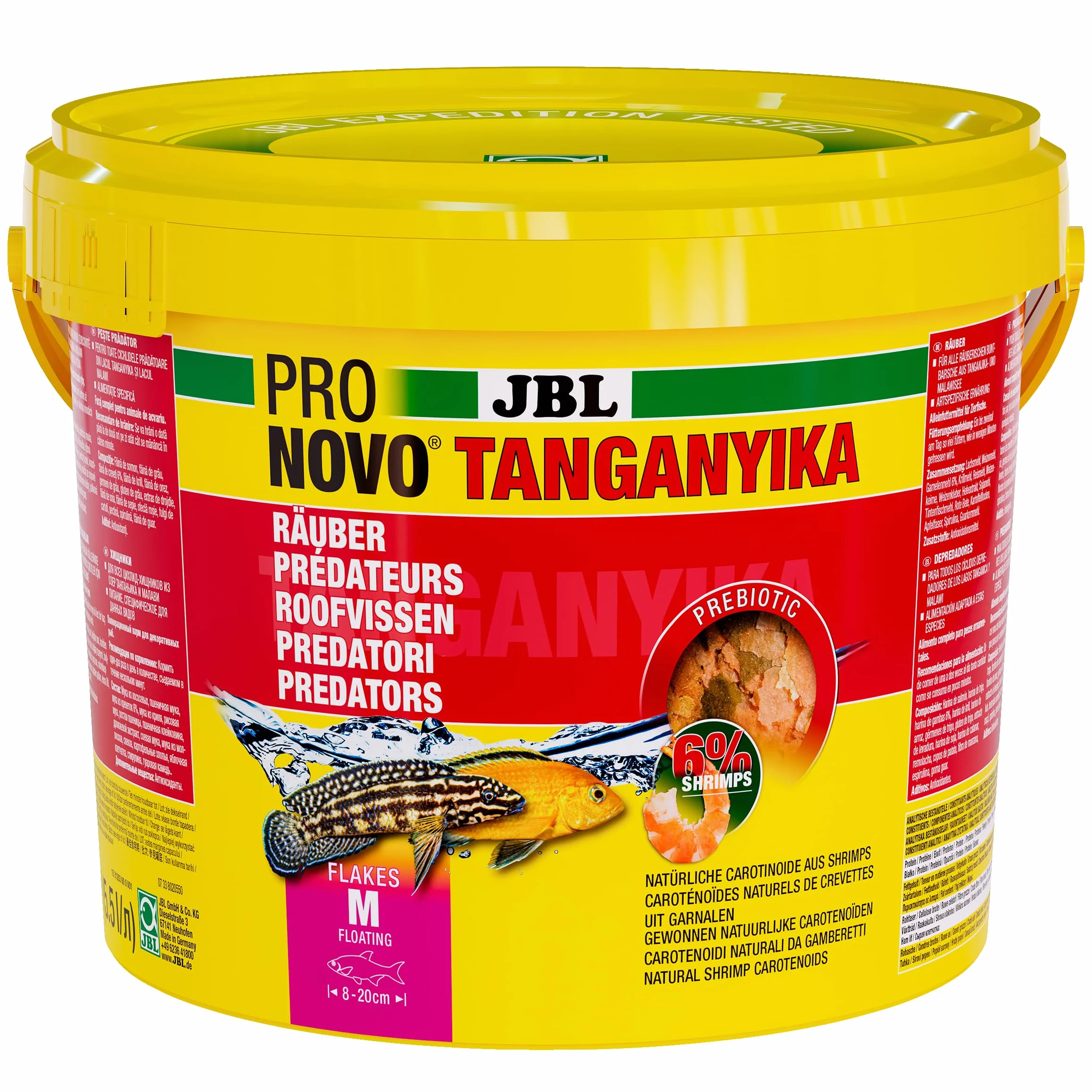 JBL PRONOVO TANGANYIKA FLAKES Pasza pierwotna dla wszystkich pielęgnic 8-20 cm, twaróg dla ryb, rozmiar M, 5500 ml