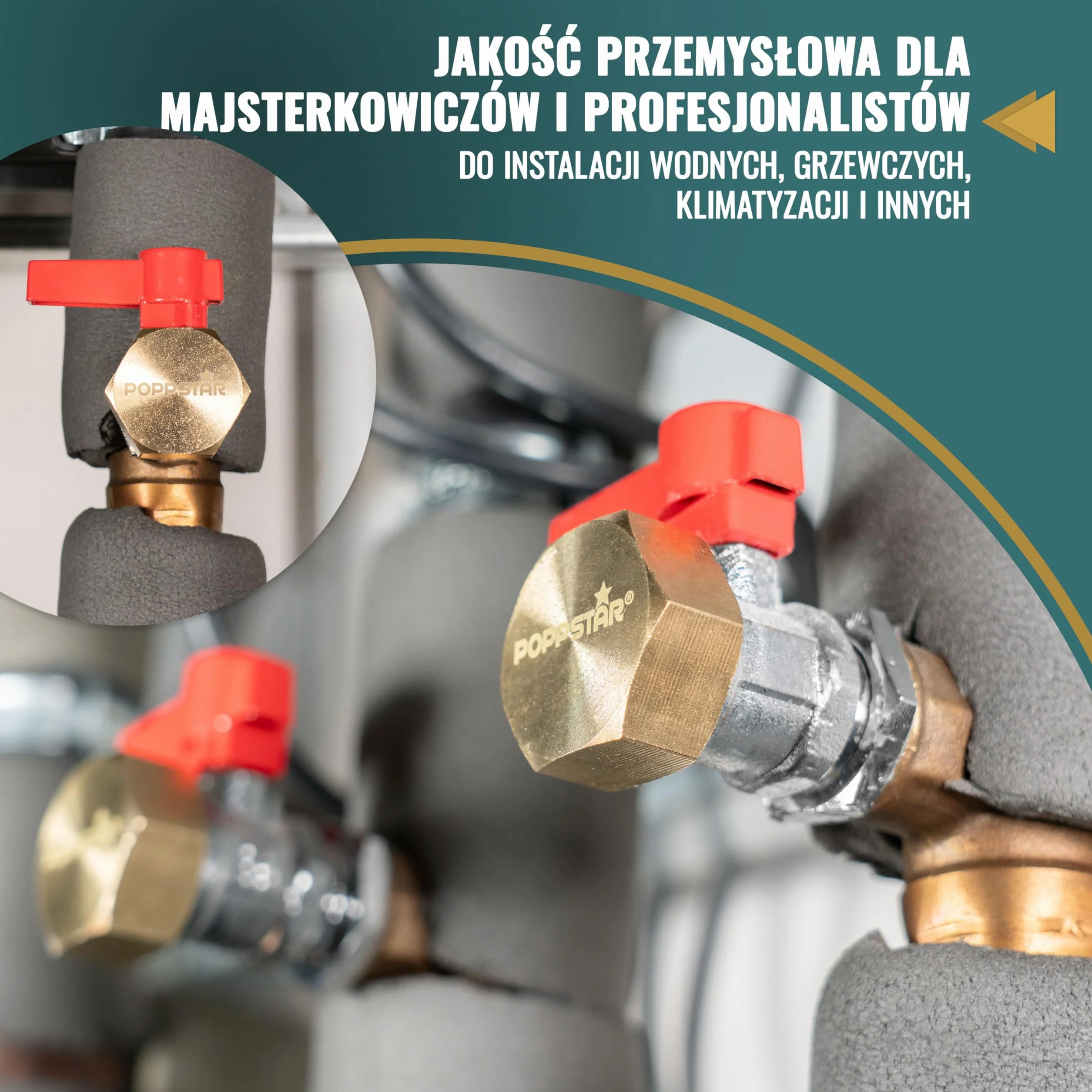 Poppstar korki mosiężne 3/4 cala gwint wewnętrzny 50 bar sześciokątne 6 uszczelek gumowych