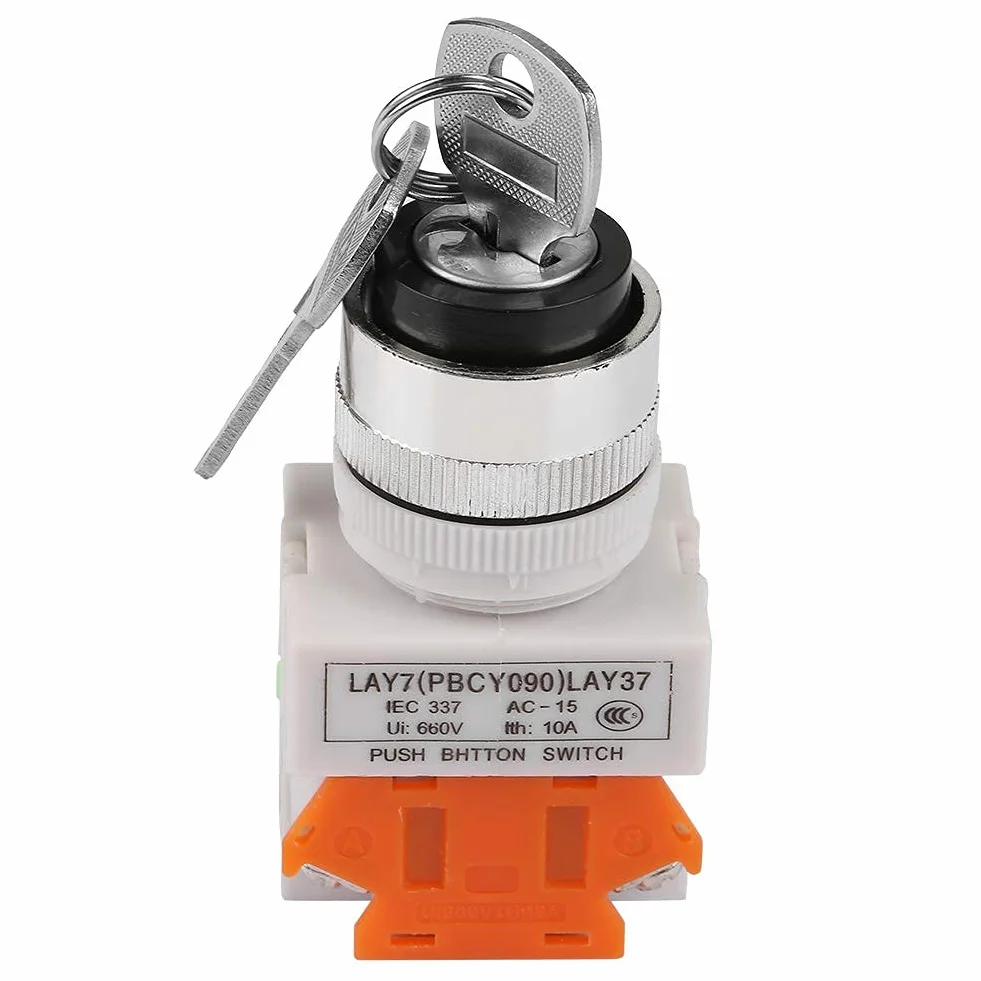 Kluczowy Przełącznik Kluczykowy Elektryczny 2-pozycyjny 22mm Montowany Przełącznik Obrotowy LAY37-11Y/21