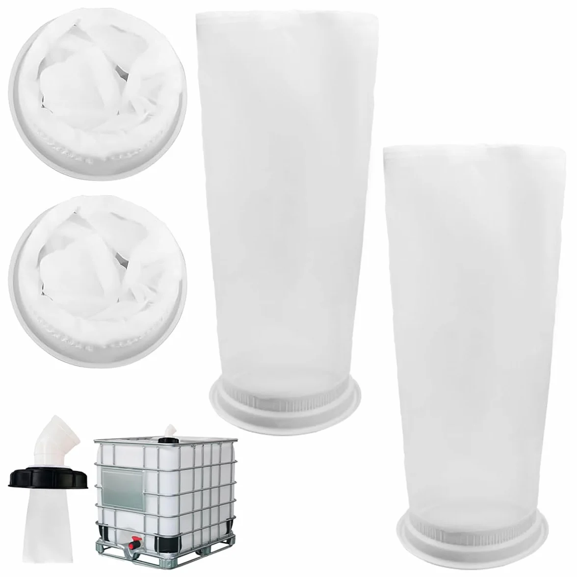 4 sztuki IBC filtr pokrywy dla przemysłu chemicznego, farmaceutycznego | 8 cali wielokrotnego użytku filtr nylonowy o średnicy 10,5 cm, zmywalne filtry do wody deszczowej wymiana IBC