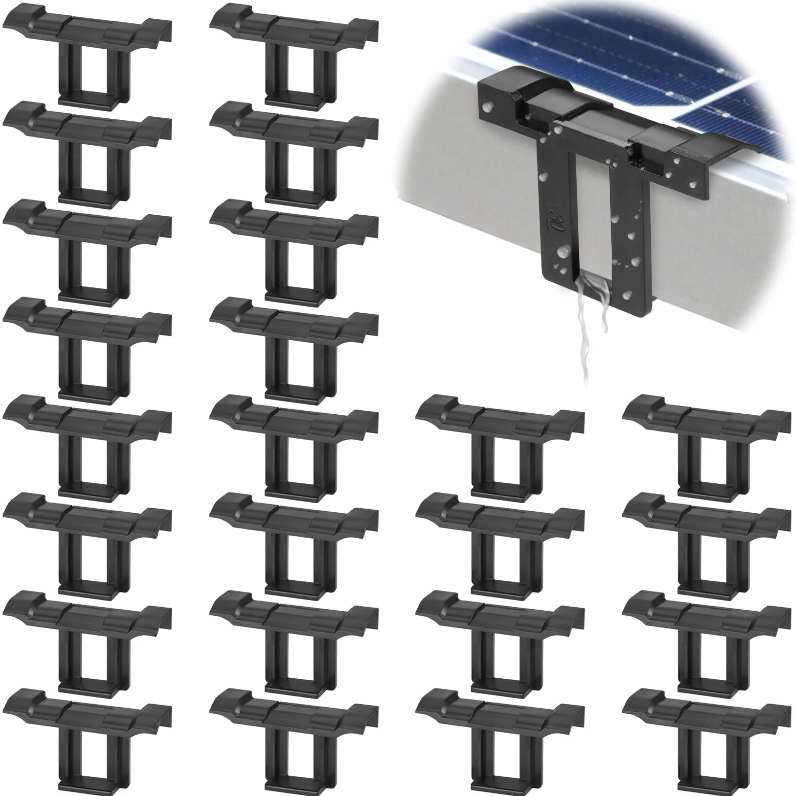 Starvortex 24 klipsy do paneli słonecznych, 30 mm, trwały materiał ABS, klipsy do odpływu wody, moduły PV 30 mm