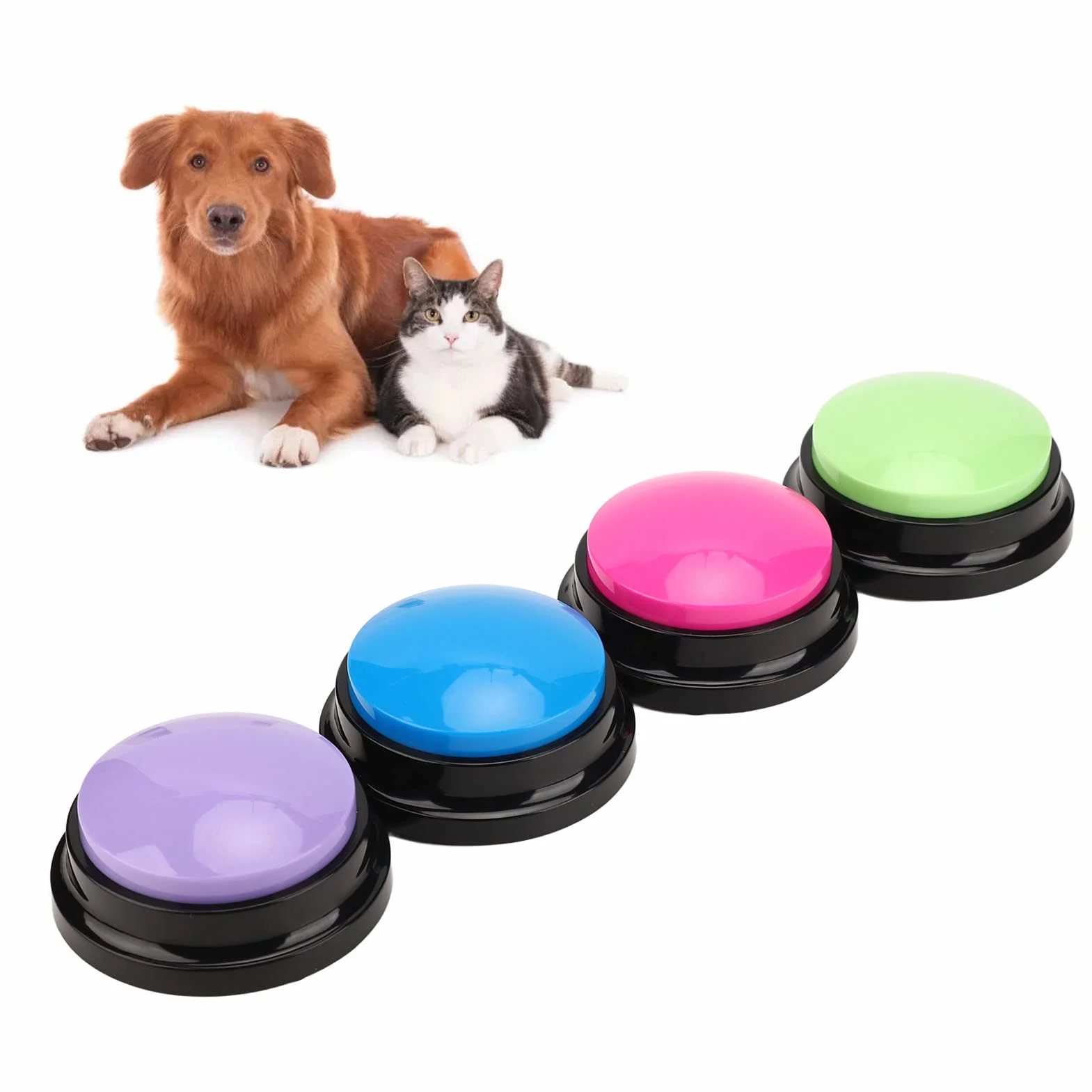 Zunate Przyciski komunikacyjne z psem, 4-pak kolorowych przycisków do nagrywania głosu, przyciski dla psów do komunikacji szkolenia zwierząt domowych, przyciski komunikacyjne dla psów, kotów i