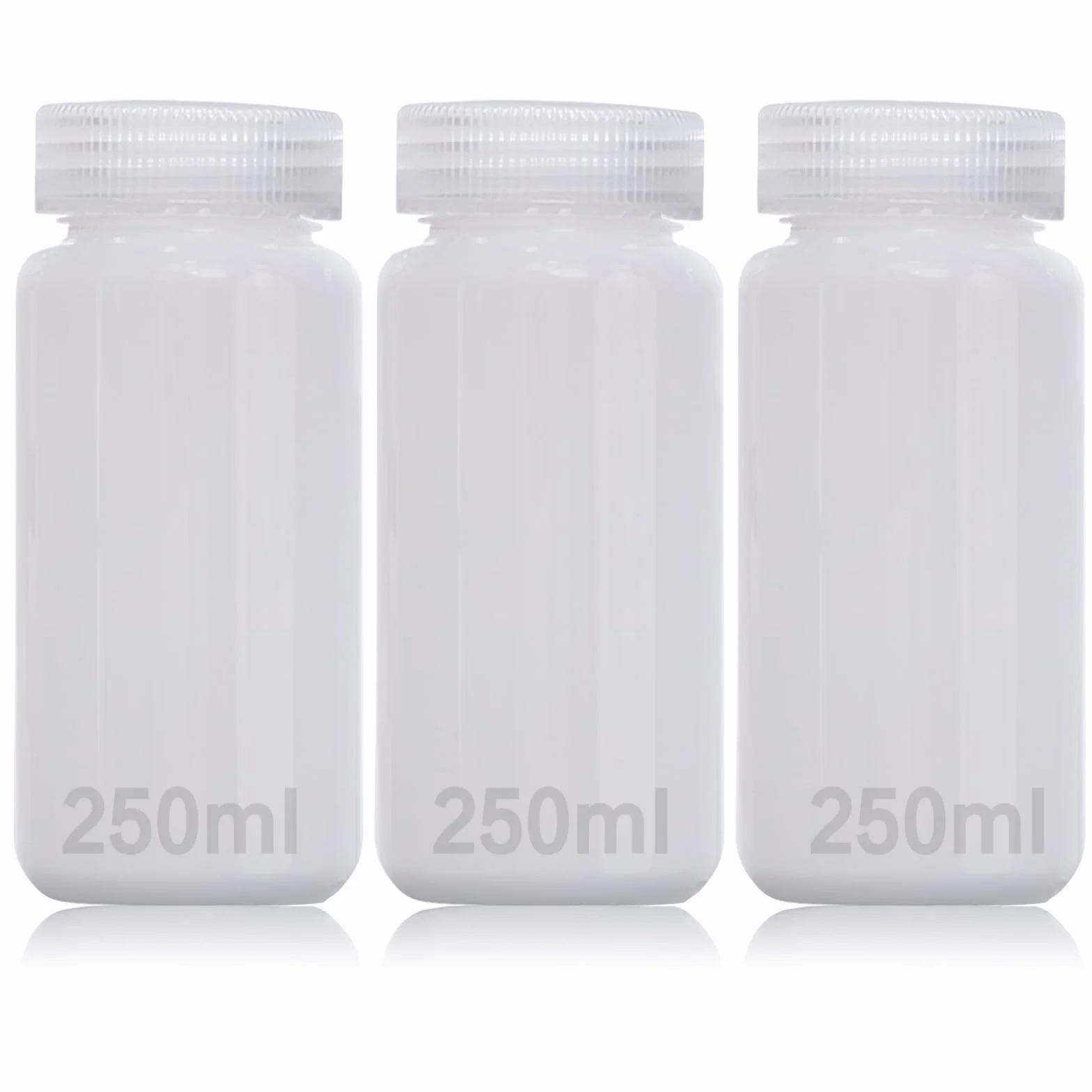 Butelki laboratoryjne HDPE 250 ml z szeroką szyjką, szczelne, do próbek wody