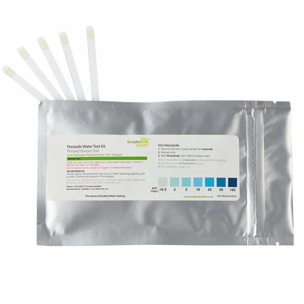 SimplexHealth paski testowe na wodę kontrolną nadtlenku 10 pasków 0,5-100 ppm