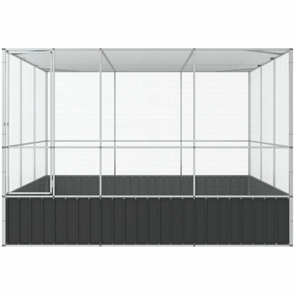 vidaXL Woliera, srebrna, 311x307x212 cm, stal