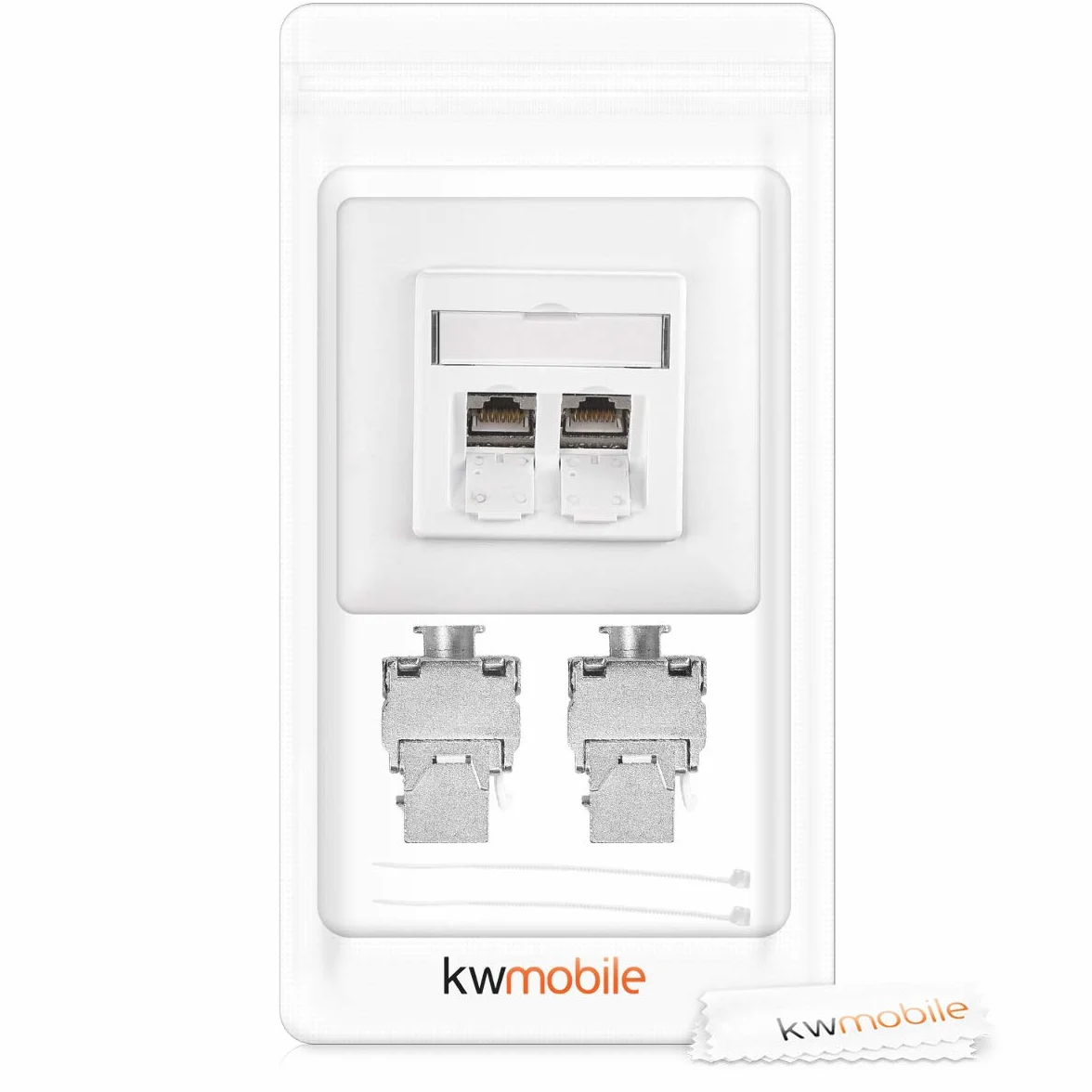 kwmobile Zestaw modułów Keystone RJ45 CAT6A 10G ekranowany 8 szt. + 2-portowa płyta ścienna