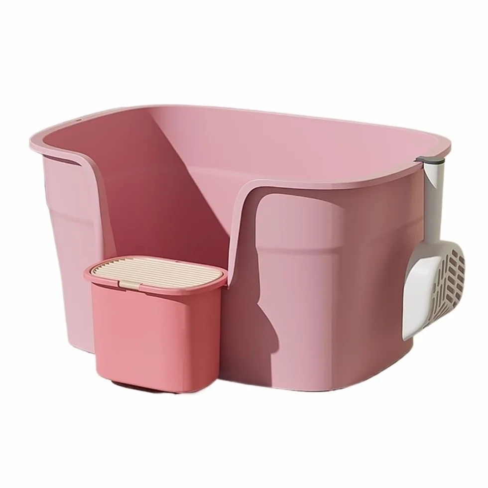 Artykuły dla zwierząt, Wysoka kuweta dla kota XL, antyrozpryskowa, wielu kotów(Pink)