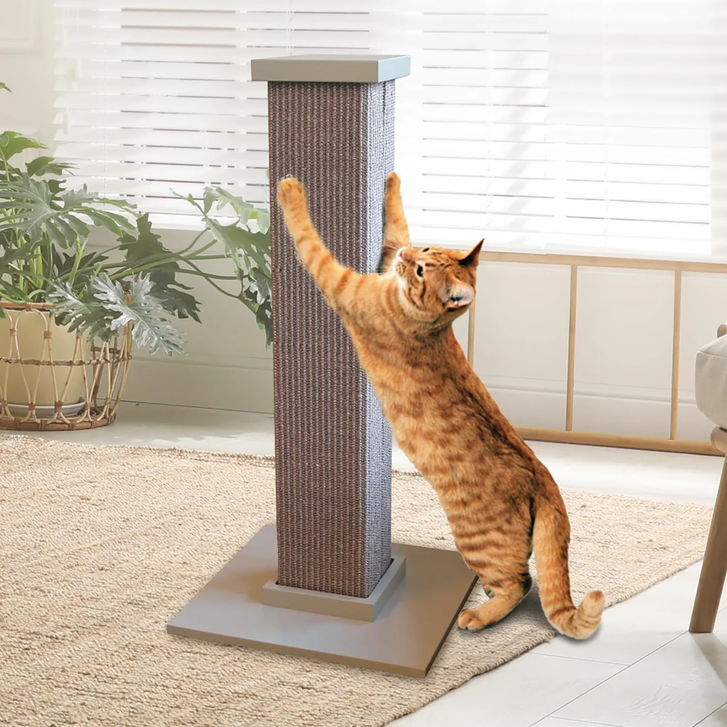 SmartCat Ultimate Drapak – szary, duża wieża 81 cm – włókno sizalowe, prosta konstrukcja – dla wszystkich kotów
