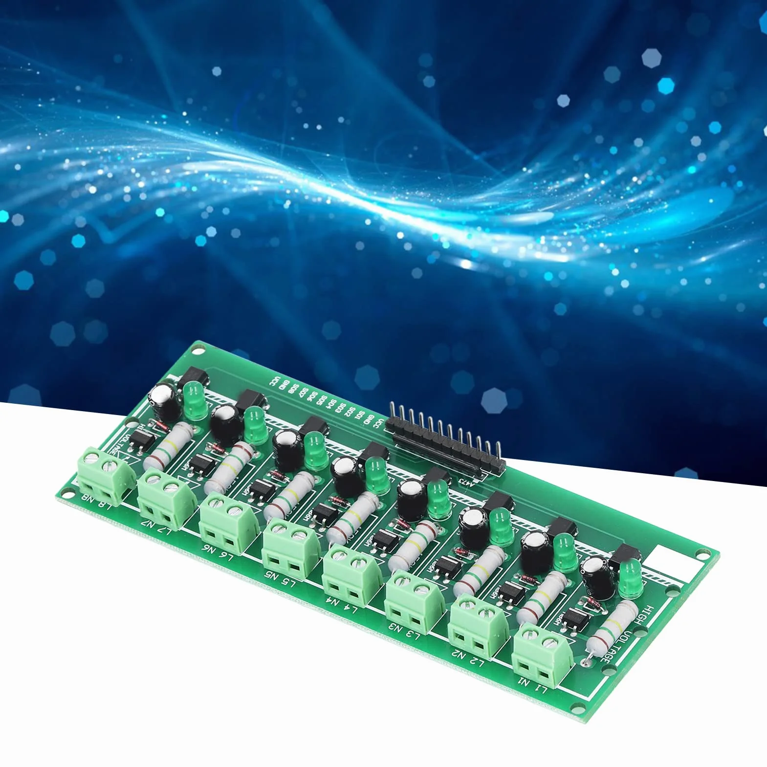 Moduł Wykrywania Napięcia 220V AC 8-kanałowy z Izolacją Transoptorową PLC PCB 3-5V