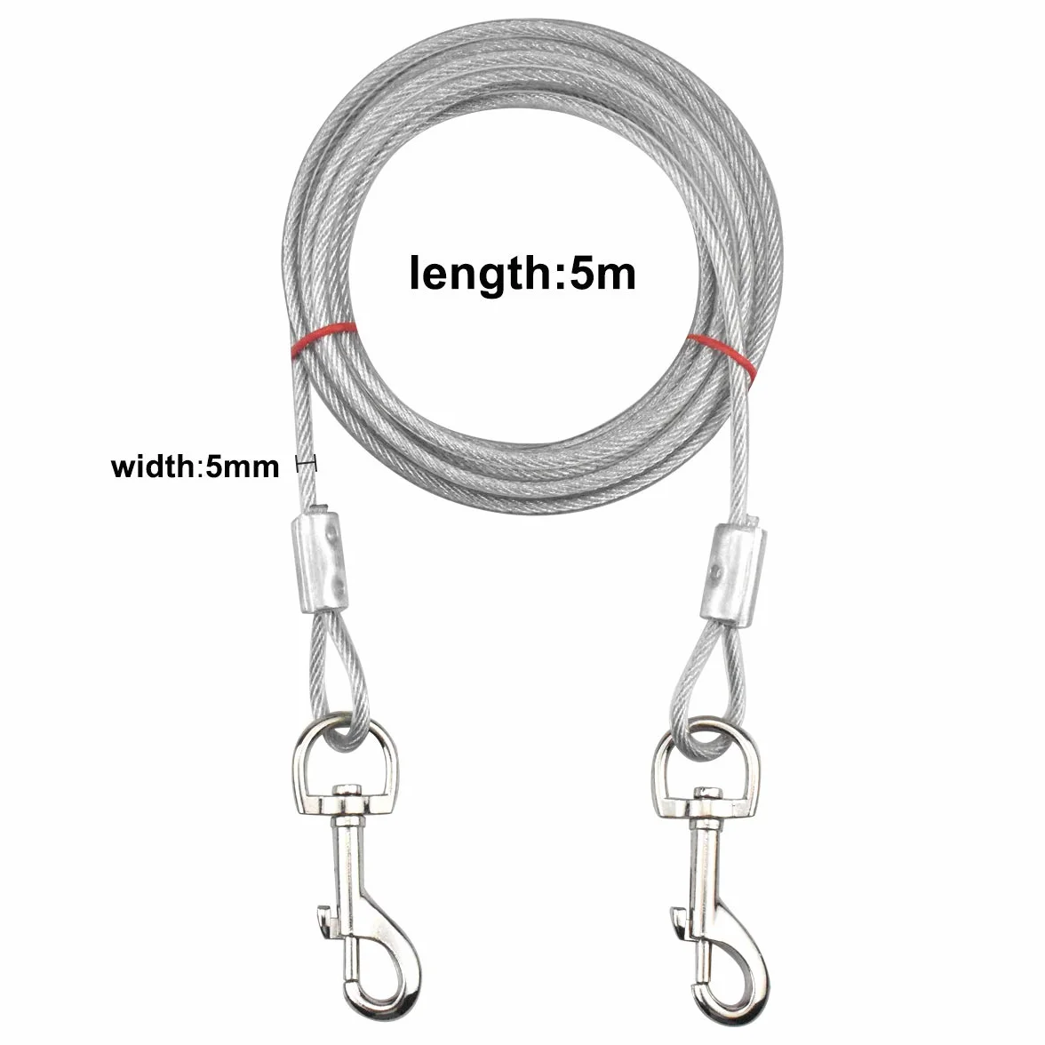 Jinlaili 5 m (5 m) Tie Out Cables dla psów, dla zwierząt domowych, dla małych średnich lub dużych psów (biały)