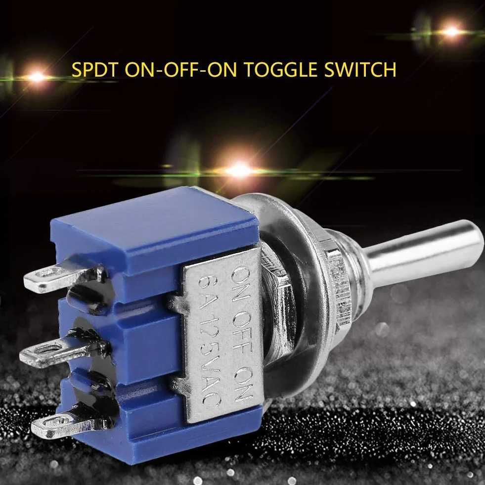 Mini Przełącznik Kołyskowy SPDT 3-Pozycyjny ON-OFF-ON 6A 125VAC 6mm