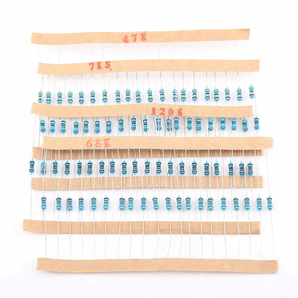 1280 stücke 1 / 4W Widerstand Kit Sortiment, 64 Werte ohm Metallschichtwiderstände Sortiment Komponenten Kit Set 1-10 Mt