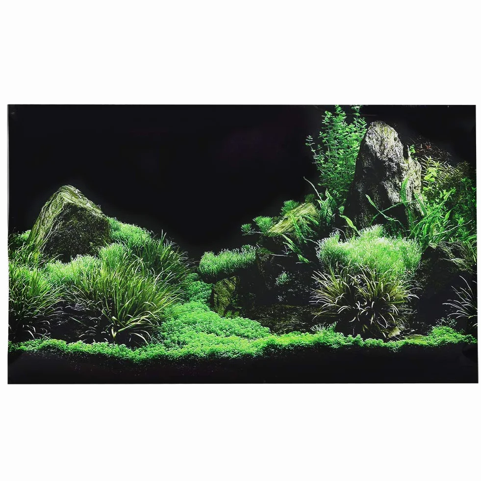 Naklejka do akwarium, 61 x 30 cm / 24 x 11,8 cala PCW podwodne tło samoprzylepny plakat tapeta 3D dno morskie woda trawa plakat tapeta dekoracja roślina wodna, malarstwo zbiornik, naklejka ścienna