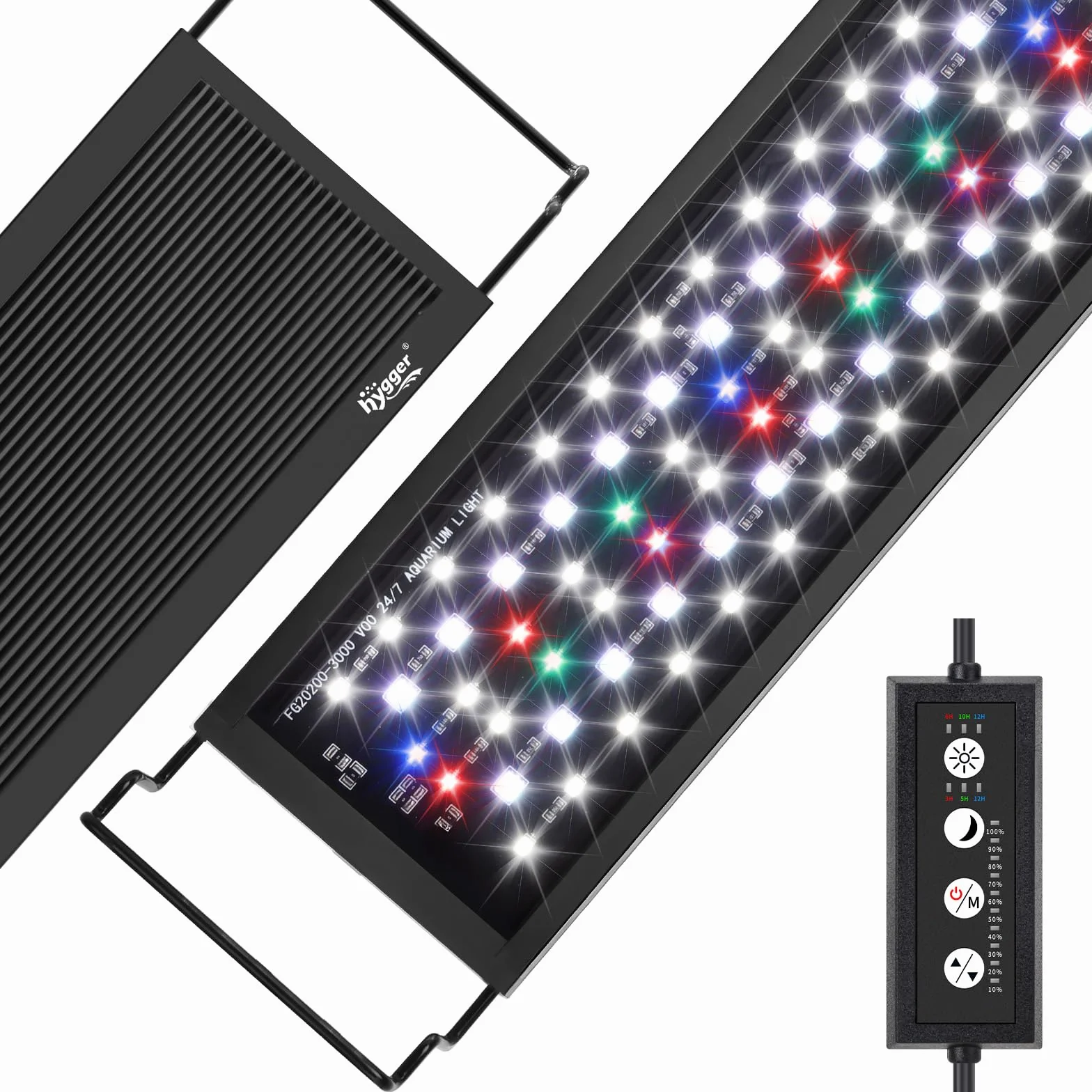 Hygger lampa do akwarium, pełne spektrum światła, lampa LED do roślin z kontrolerem, 3 tryby z timerem, 9 kolorów, regulowana 10 jasności, 16 W-48 W dla 30-120 cm świeżej wody (16 W (30-45 cm))