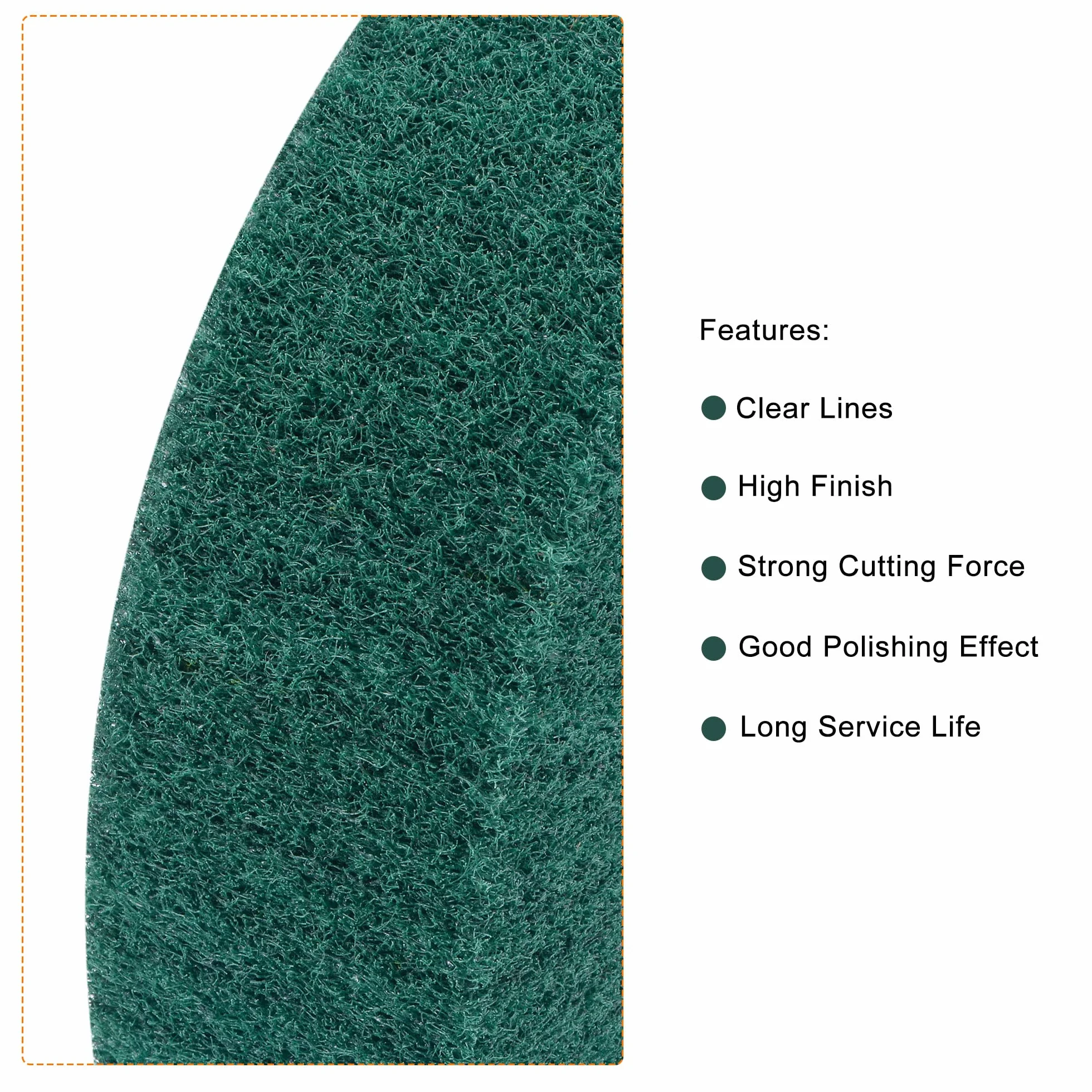 sourcing map Tarcza polerska z włókniny 200 mm x 50 mm ziarnistość 240 do stali szlachetnej zielony