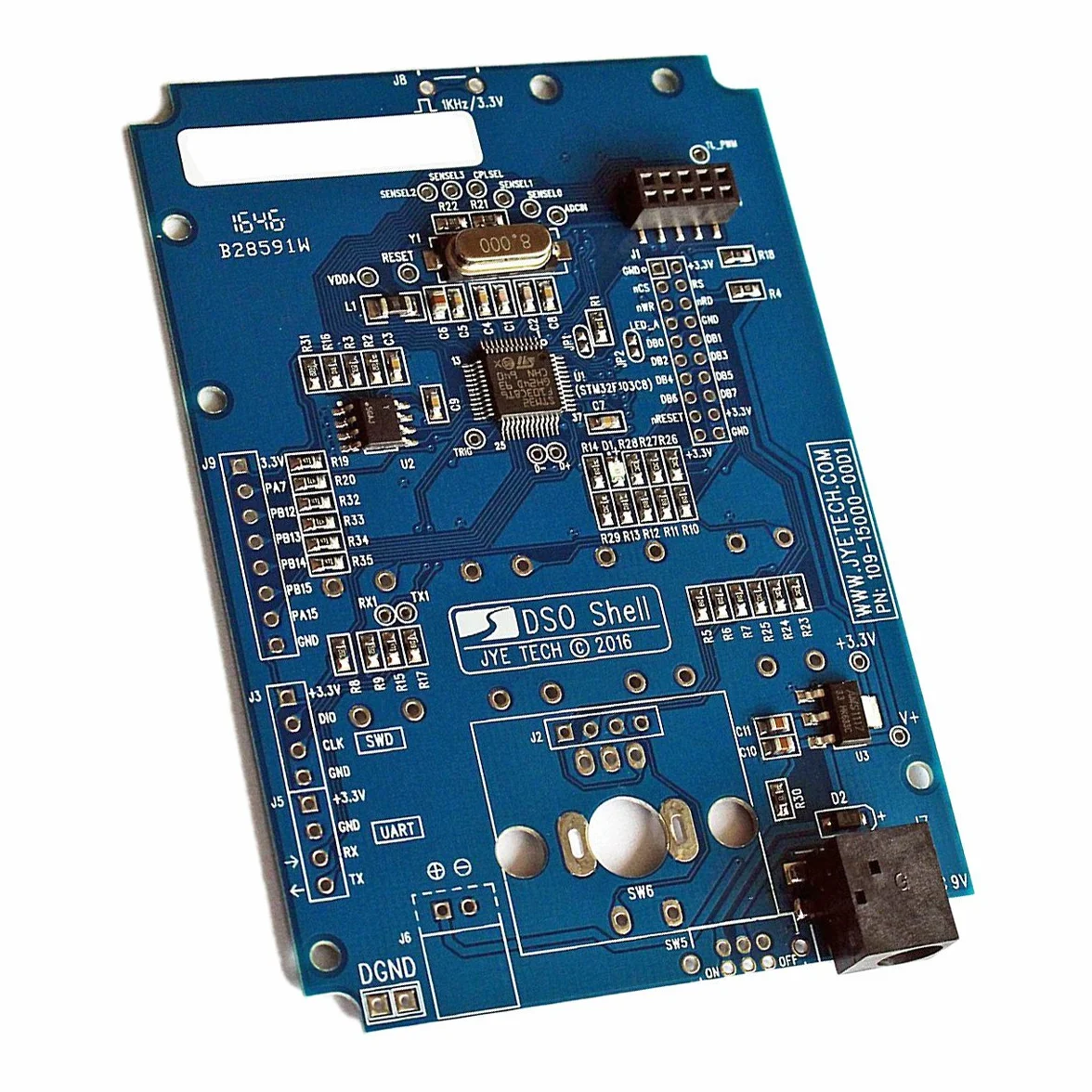 JYETech 'DSO Shell' oscyloskop DIY zestaw z obudową, sonda 100 MHz, sonda zaciskowa i silikonowa mata ESD