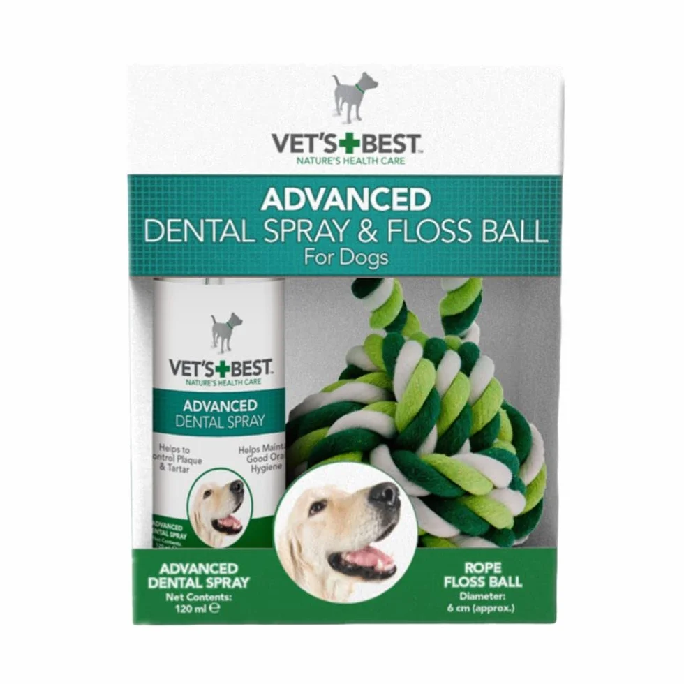 Vet's Best Naturalny Spray Dentystyczny & Floss ball - Czyste zęby i świeży oddech dla psów