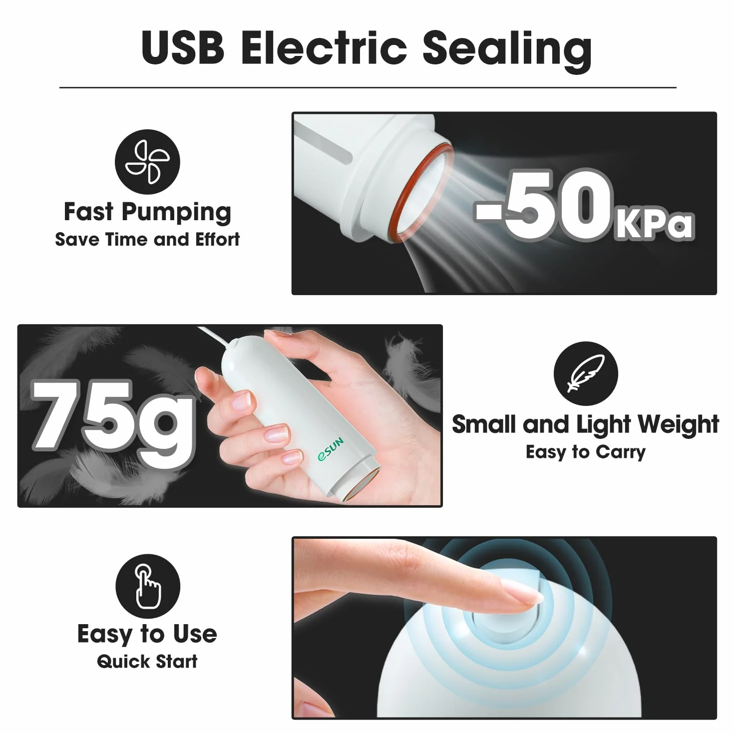 eSUN Zestaw worek próżniowy do przechowywania filamentu 3D 10 sztuk z pompką USB