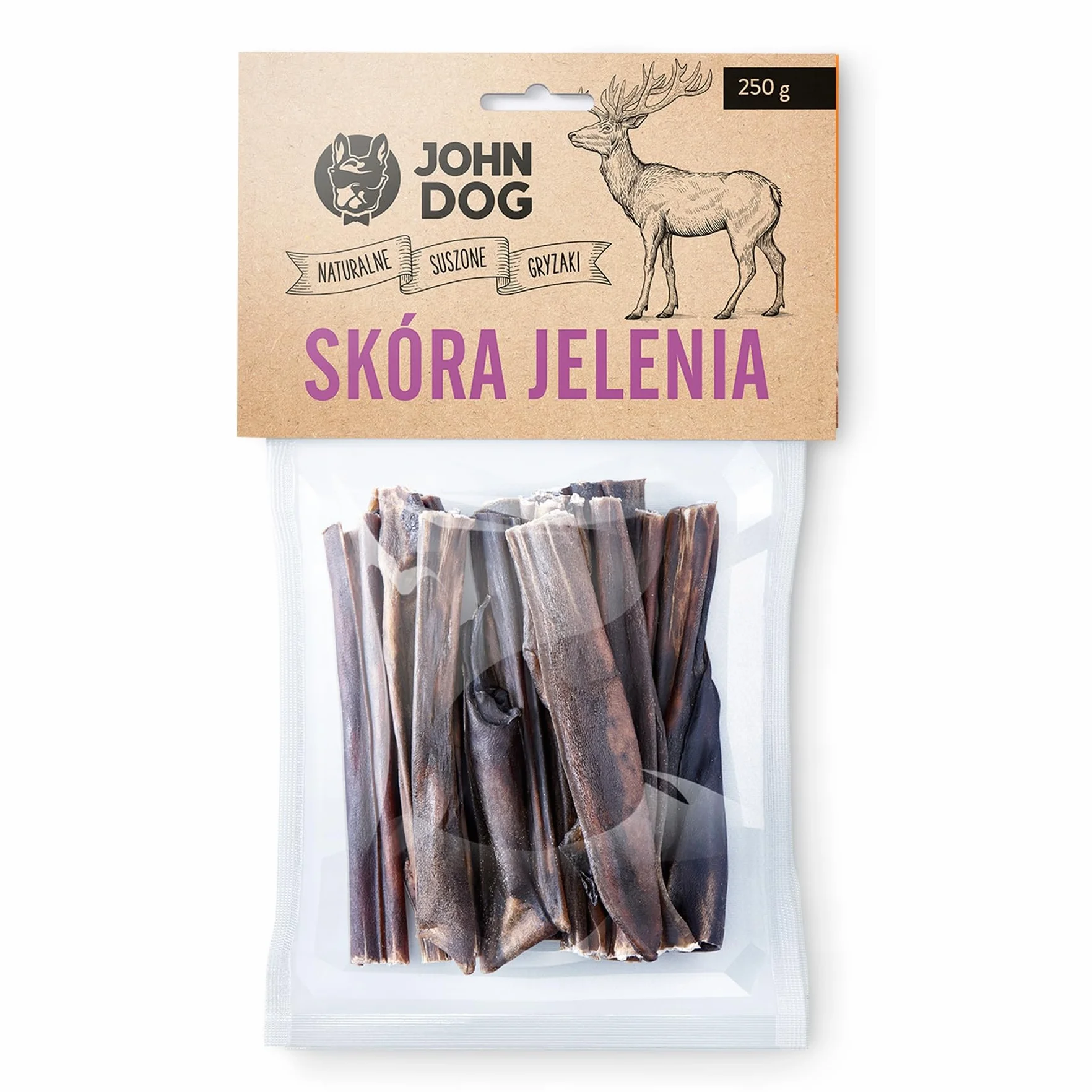 John Dog Naturalny suszony gryzak dla psa Skóra jelenia