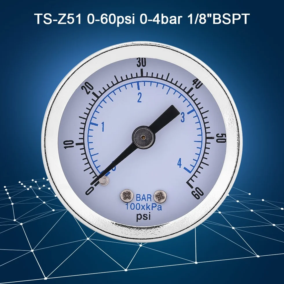 Manometr 0-60psi 0-4bar 1/8" BSPT manometr do wody, powietrza, oleju, cyferblat instrumentu