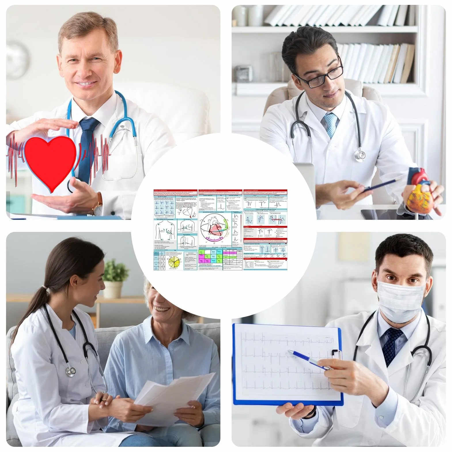 Kieszonkowy przewodnik EKG, karta kieszonkowa EKG, interpretacja rytmu EKG, dwustronna kompaktowa i przenośna karta referencyjna, karty pamięci ratowników medycznych, szybka interpretacja EKG Pocket