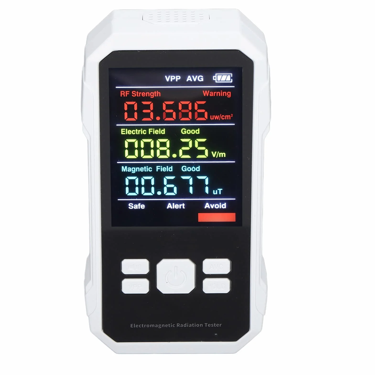 Ręczny Detektor Promieniowania, Cyfrowy Licznik Geigera Monitor Promieniowania RF Tester Promieniowania Elektromagnetycznego Ręczny Miernik Promieniowania dla Domu, Biura, Fabryki (Biały)