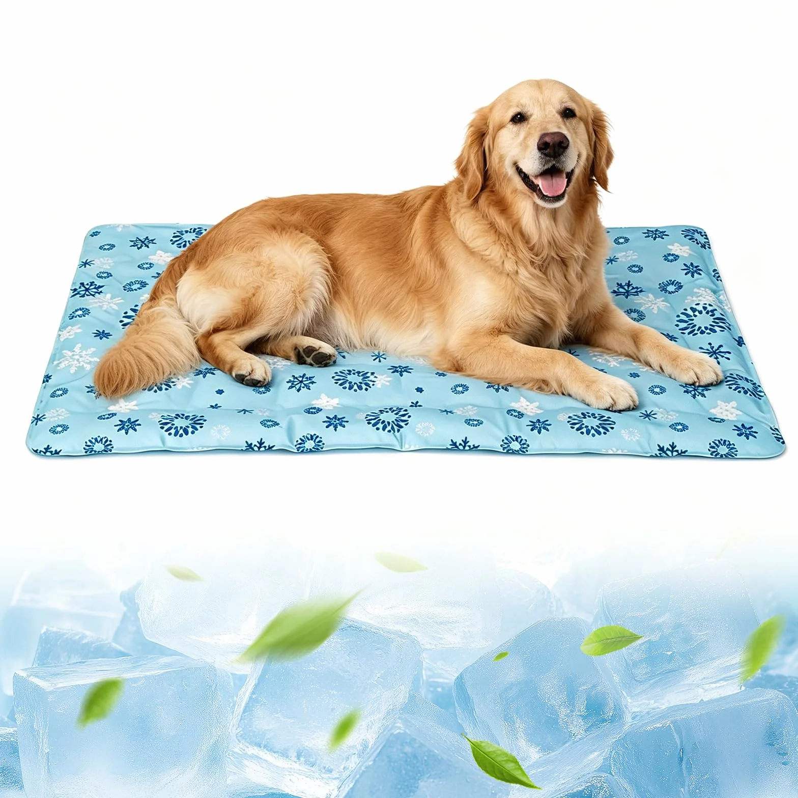 Mata chłodząca dla dużego psa 70x110 cm dla golden retrievera i labradora | Aktywny żel polimerowy o jednorazowym wypełnieniu, podwójna ochrona przed wyciekami na chłodne lato, składana