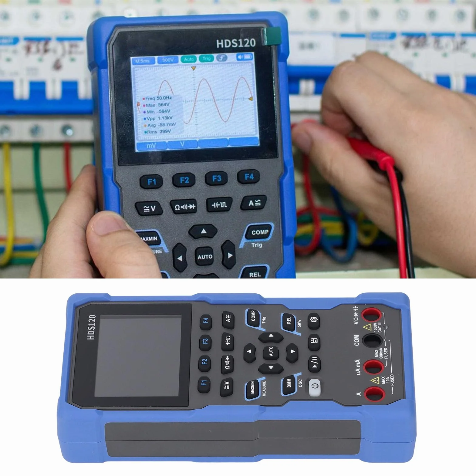 Oscyloskop Ręczny, 2,8 Cali LCD 1MHz Analogowy Multimetr Oscyloskopowy, 1000 V Tester Rezystora Prądu Napięcia DC
