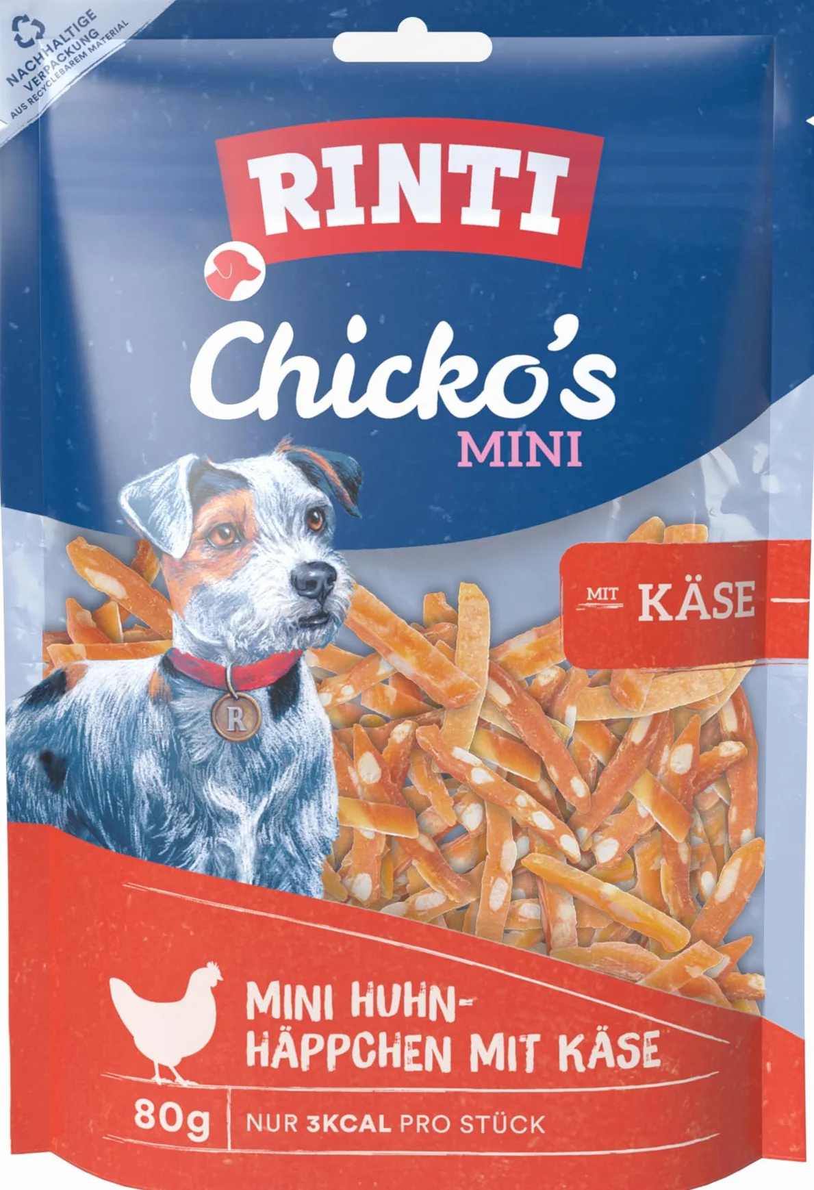 Rinti Extra Chicko mini kurczak i ser, opakowanie 12 sztuk (12 x 80 g)