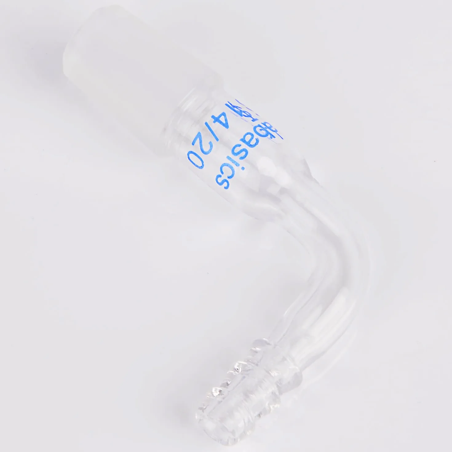 Labasics Szklany adapter 90° z 14/20 męski przegub i 8 mm przyłącze węża