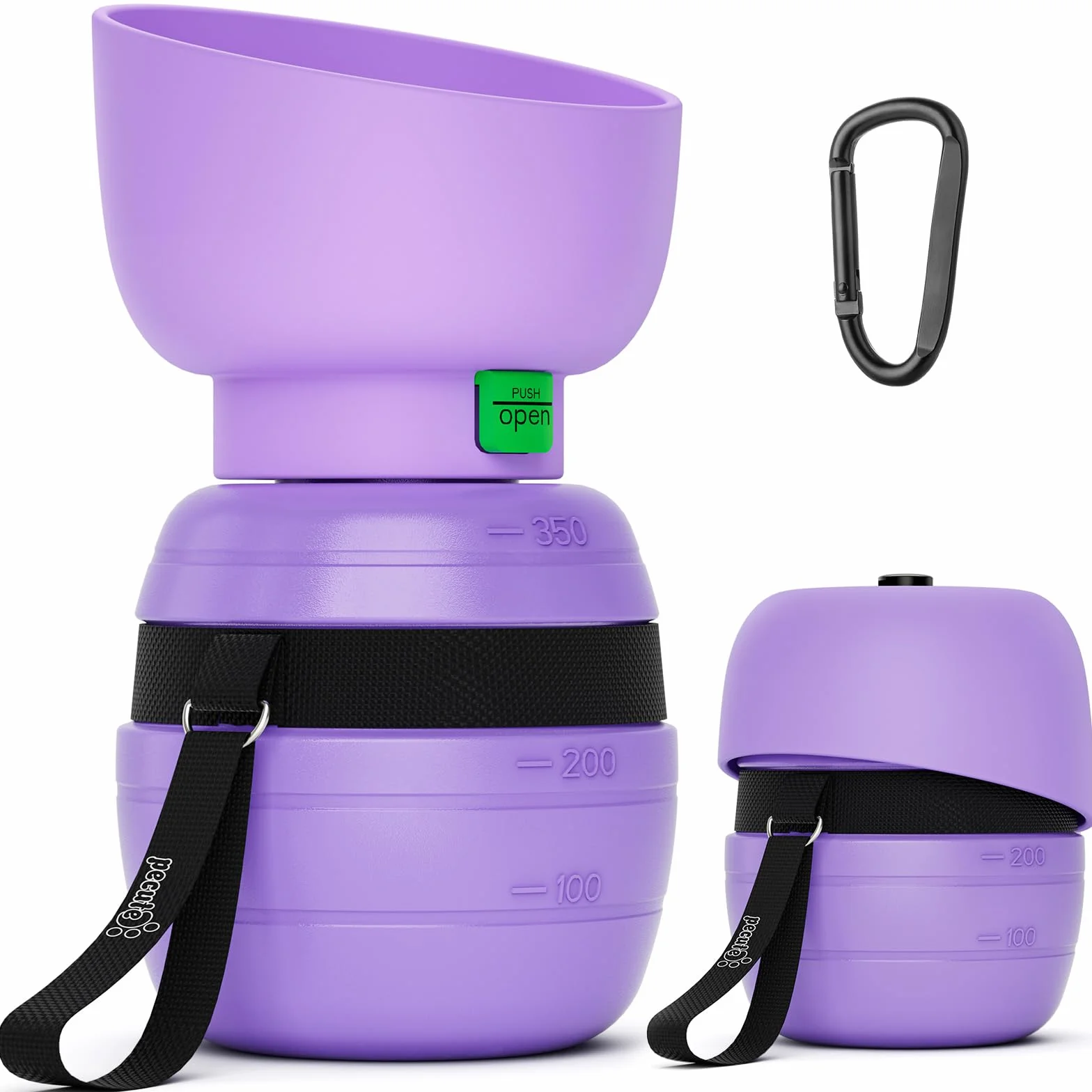 Pecute Butelka na wodę dla psa, 350 ml, przenośna butelka na napoje dla szczeniaka, szczelna butelka podróżna dla zwierząt domowych, lekka miska z dozownikiem wody, na spacery na świeżym powietrzu