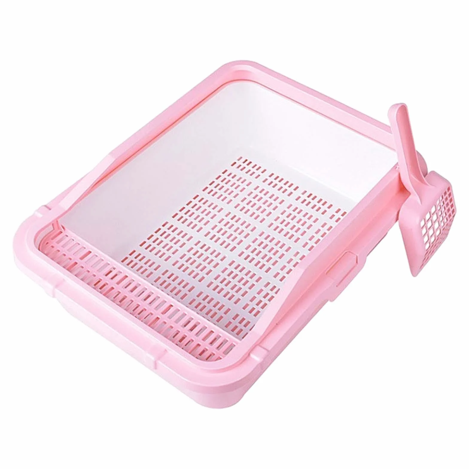 kuweta dla kota, Kuweta dla kota Otwarta kuweta Odporna na zachlapania piaskownica Kotek Nocnik Toaleta z wysokimi ściankami wszystkie rodzaje żwirku kotów(Pink)