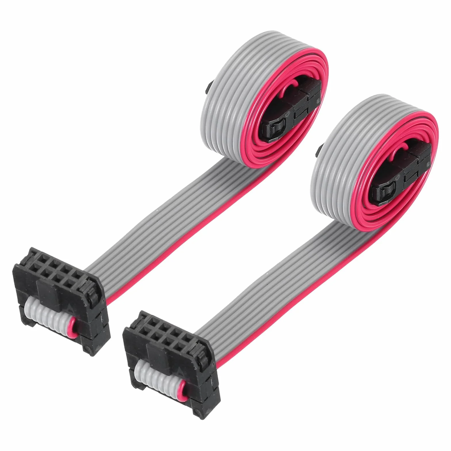 QUARKZMAN IDC 8-biegunowy kabel płaski, 2,0 mm Pitch FC na wtyczkę FC, długość 30 cm, szary drut Jumper do komputera LED wyświetlacz DVD, 2 sztuki