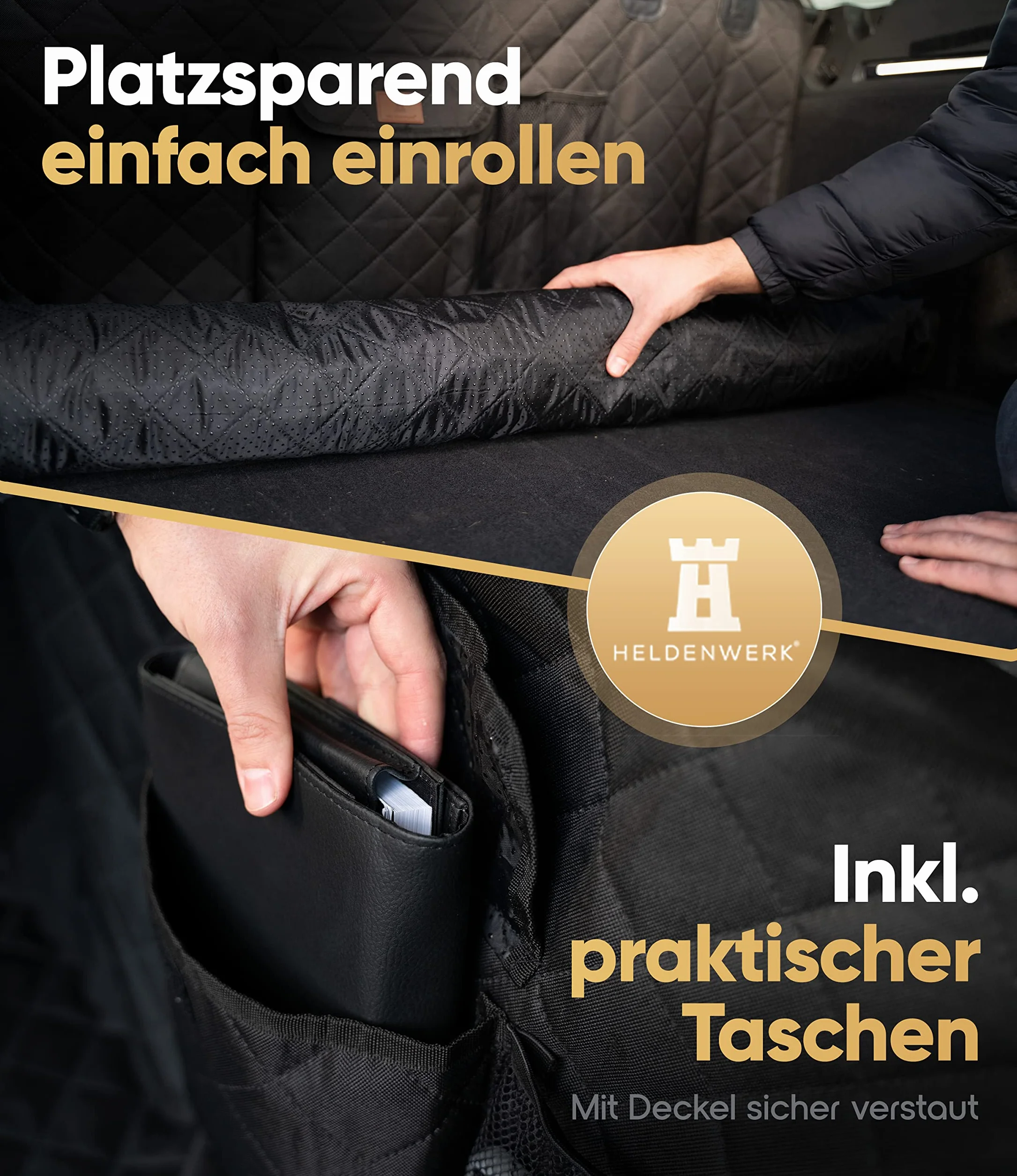 HELDENWERK Osłona bagażnika dla psa, pikowana, z osłoną boczną i progu bagażnika, wodoszczelna i odporna na zarysowania, uniwersalna mata ochronna do bagażnika dla psów