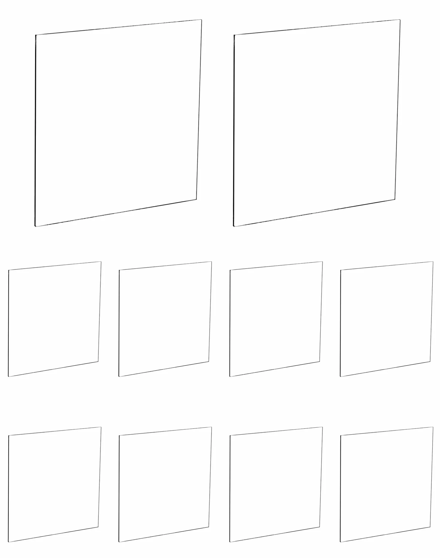 QWORK® 10 sztuk akrylowy arkusz pleksi, przezroczysty arkusz pleksiglasu, 10x10 cm, do ramki na zdjęcia, projekty wystawowe, malowanie