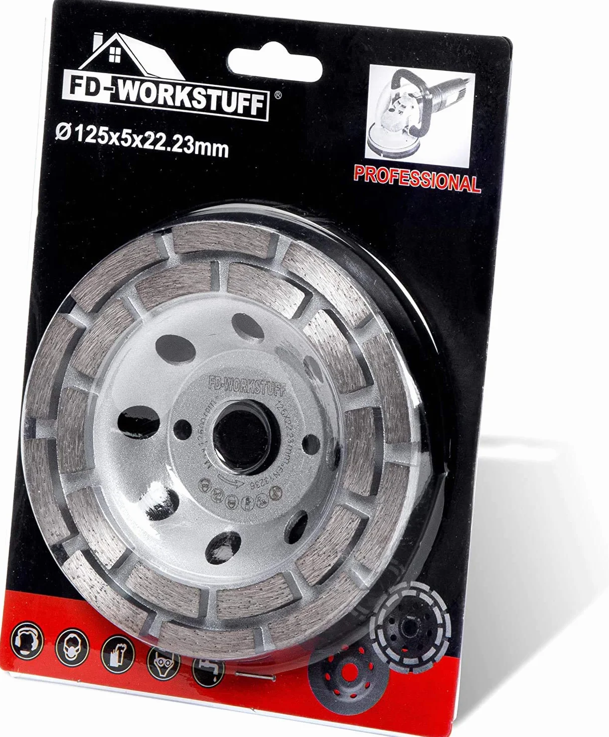 Zestaw 2 szlifierek diamentowych Ø 125 mm x 22,2 mm 2 rzędy do betonu granitu kamienia