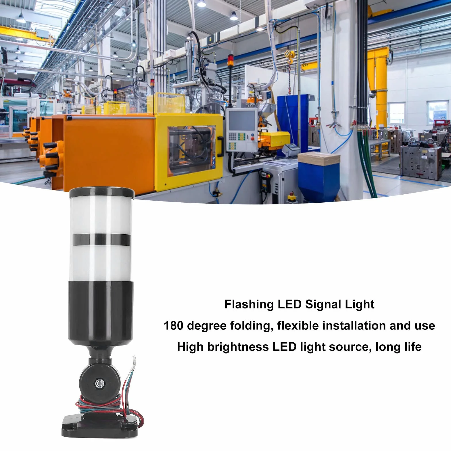Lampa wieżowa LED, czerwona i zielona, ognioodporna, 12-24 VDC, przemysłowa lampa ostrzegawcza, obudowa z tworzywa sztucznego ABS z brzęczykiem, do linii montażowych do obrabiarek