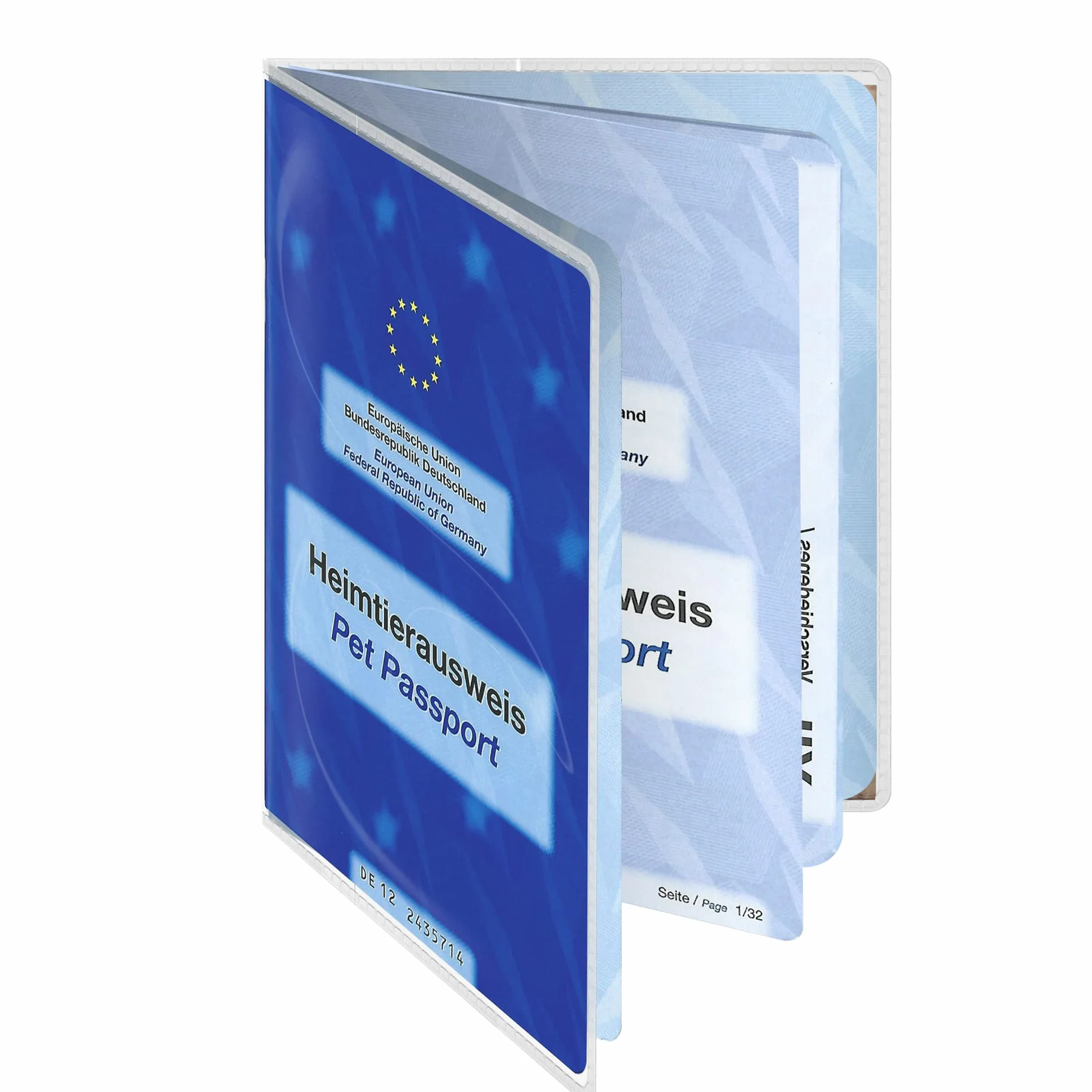 etui AMATHINGS na dowód zwierzęcia domowego, przezroczyste i wodoodporne – kartka bezpieczeństwa UE – kartka szczepień – ochronne identyfikatory zwierząt domowych przezroczyste