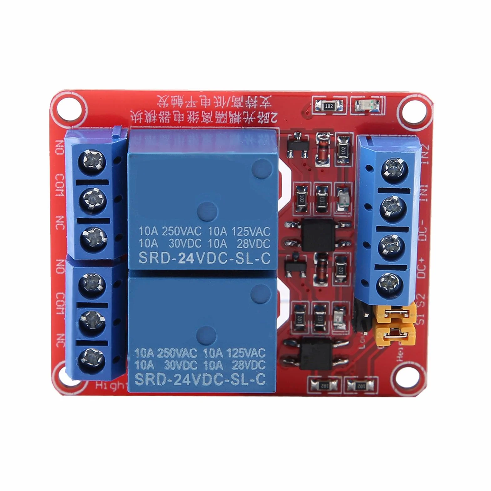 Moduł przekaźnika 2-kanałowy DC 10 A AC 250 V DC 30 V izolacyjny do SPS 24 V