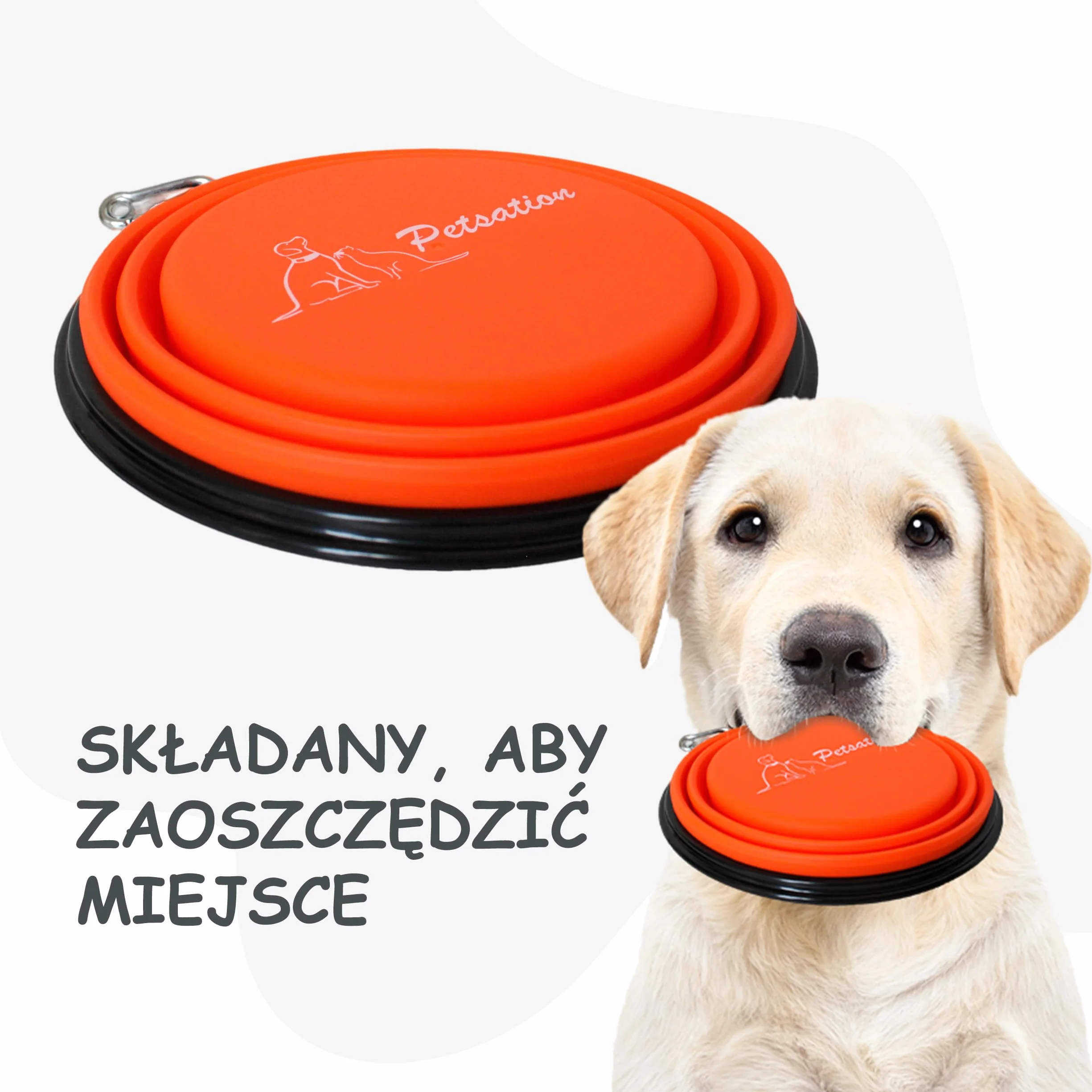 Miska dla psa składana w podróży [oryginalna] miska na karmę dla psa, idealna na co dzień, miska na wodę 350 ml, miska do picia dla psa, miska podróżna, miska na jedzenie (350 ml,