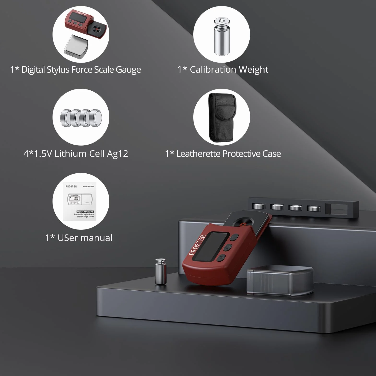 Proster Mini cyfrowa płyta winylowa waga komórek cyfrowy balans tonowy tester siły igły o wysokiej dokładności 0,01g z podświetlanym wyświetlaczem LCD