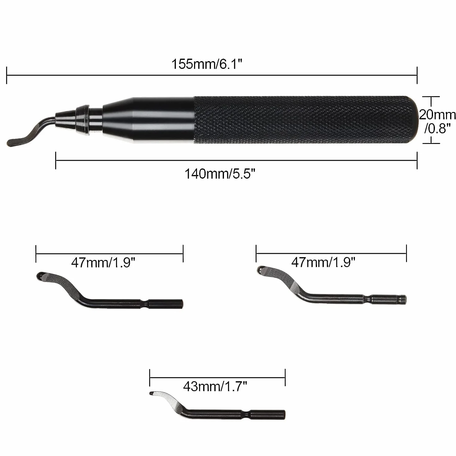 SENENQU Uniwersalne narzędzie do usuwania zadziorów z 15 zapasowymi ostrzami, aluminiowym uchwytem, obrotowym o 360°, metalowe ostrze do drukarki 3D, tworzywo sztuczne, aluminium i stal nierdzewna