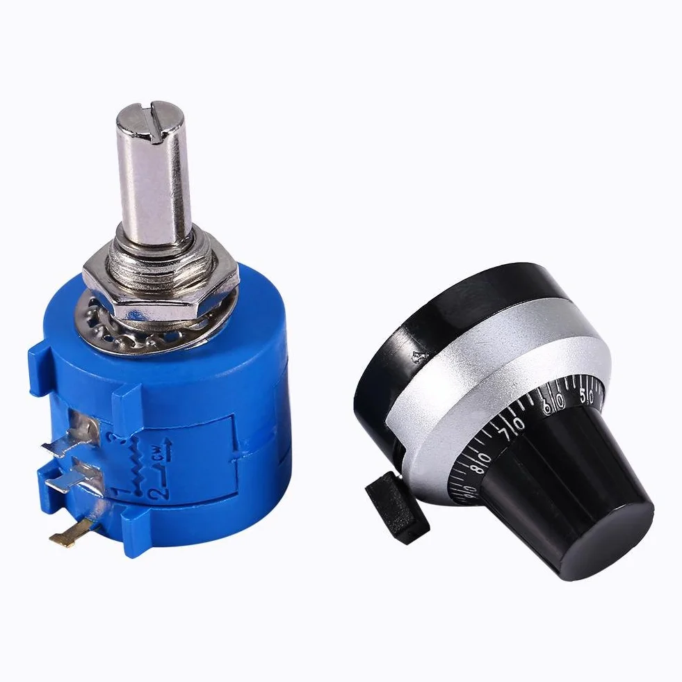 Keenso Precyzyjny Potencjometr 10K Ohm 3590S-2-103L Obrotowy z Przyciskiem