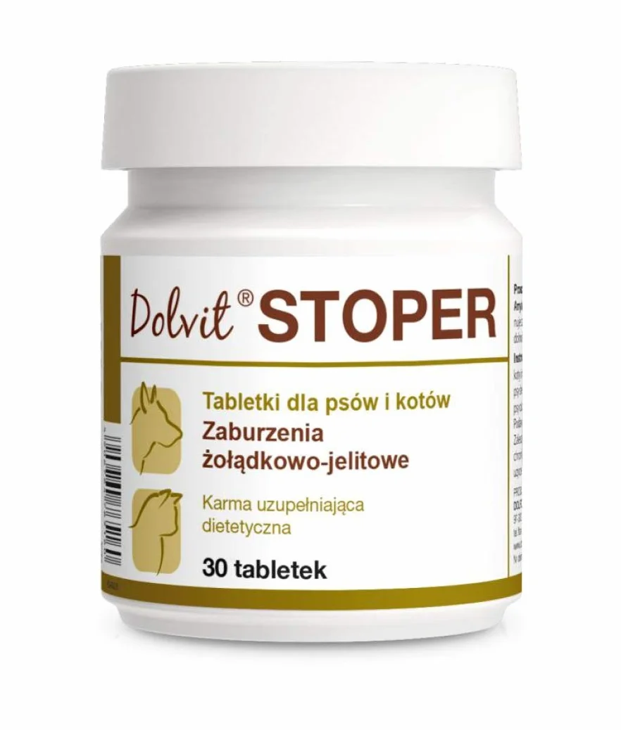 DOLFOS Dolvit Stoper 30 tabletek Na biegunkę Psa/Kota Preparat ograniczający ostre zaburzenia wchłaniania jelitowego