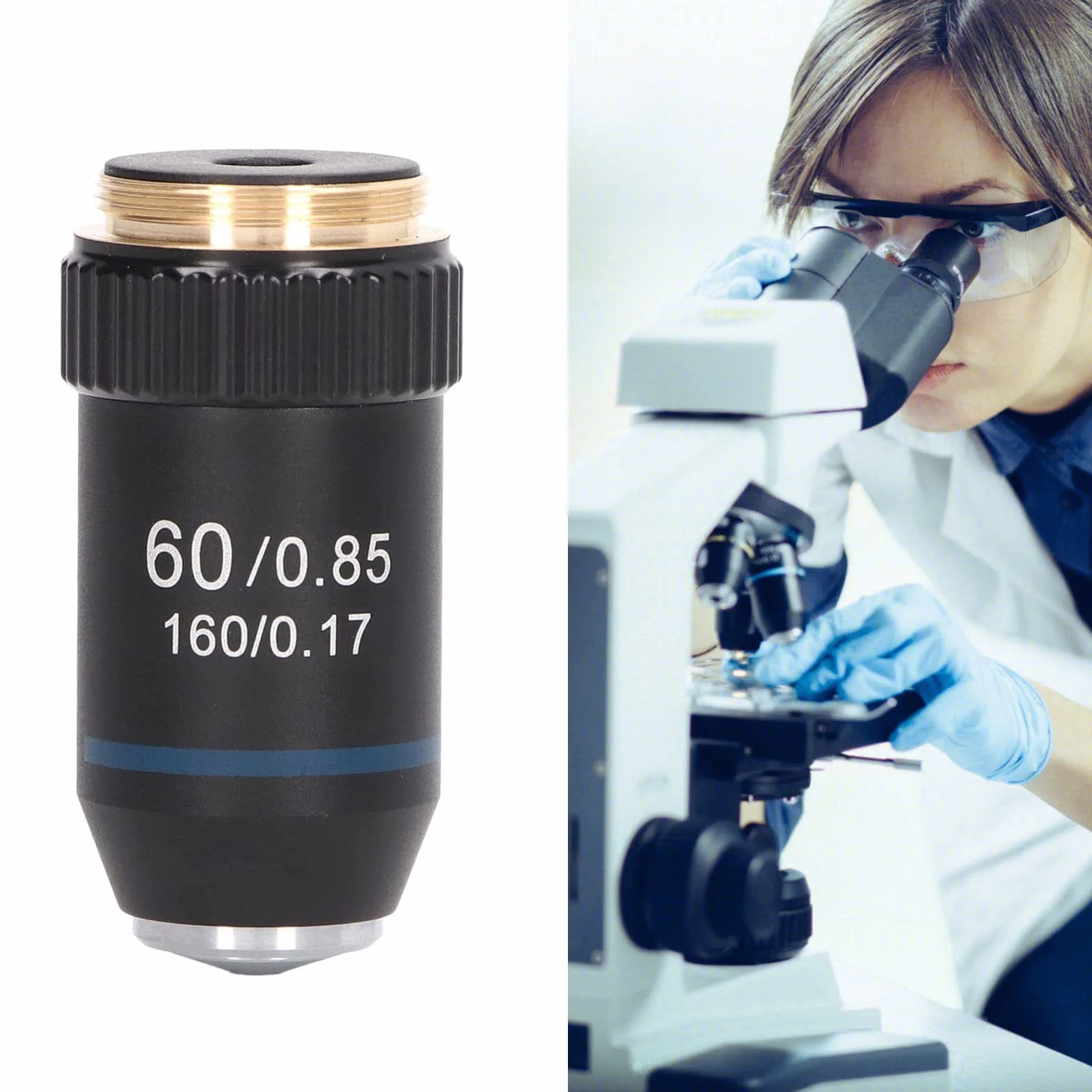 Obiektyw Mikroskopowy 60X Achromatyczny z Gwintem 20.2mm do Lupy Złożonej i Boroskopów Duże Powiększenie Profesjonalny