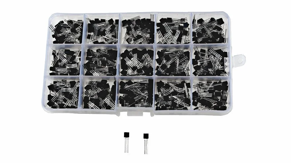 600PCS NPN PNP Power Transistor Kit 2N2222-S9018 Triode 40-160V 50-600mA + Kunststoff Box