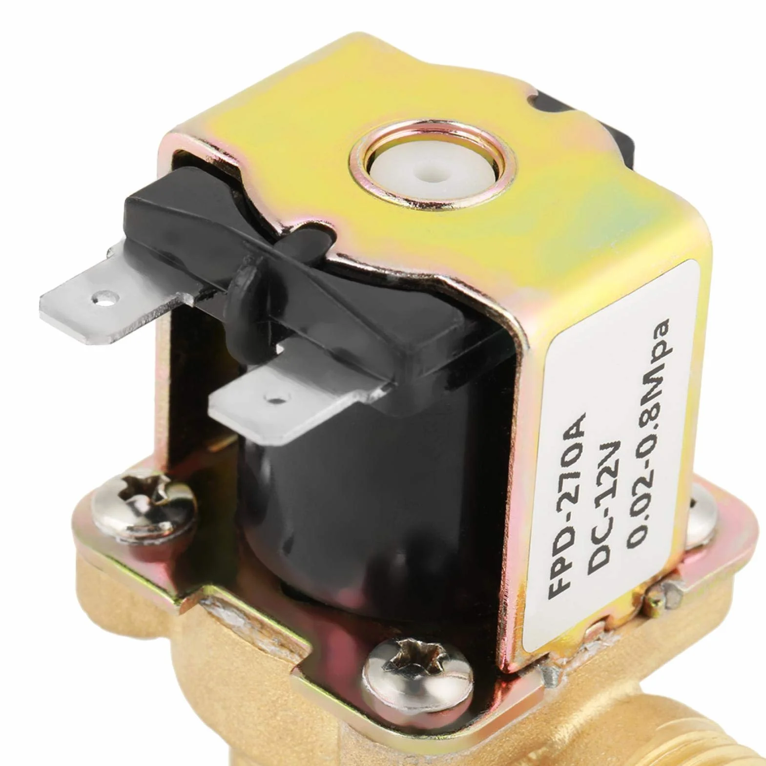 Mosiężny zawór elektromagnetyczny DC 12 V DN15 G1/2 kąt prosty 90 stopni