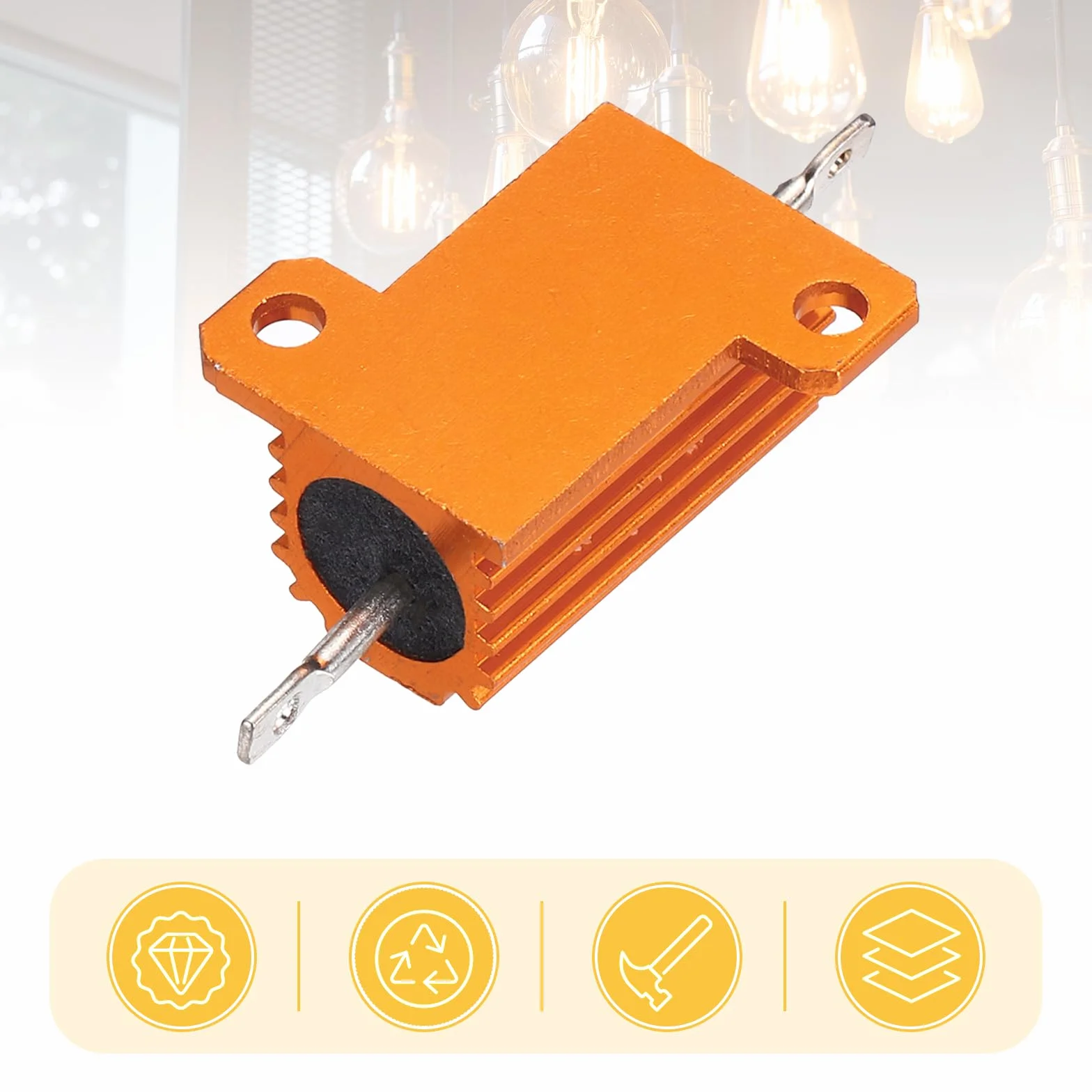 QUARKZMAN Zestaw 3 rezystorów cewkowych 25 W, 150 omów, 5% do obudowy aluminiowej, wkręcane, zamontowane na ramie, złoty