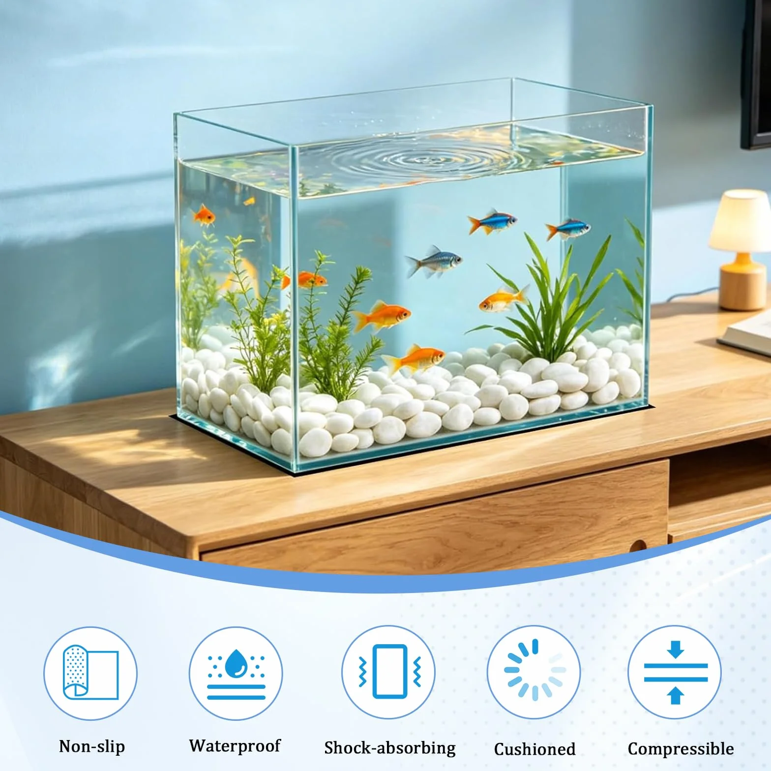 Podkładka do akwarium 60 x 30 cm, 5 mm pianka do akwarium mata | Elastyczna mata ochronna z neoprenu. Idealny do ciężkich kamieni aquascaping, pożywki i terrarium (np. 60 x 30 x 40).