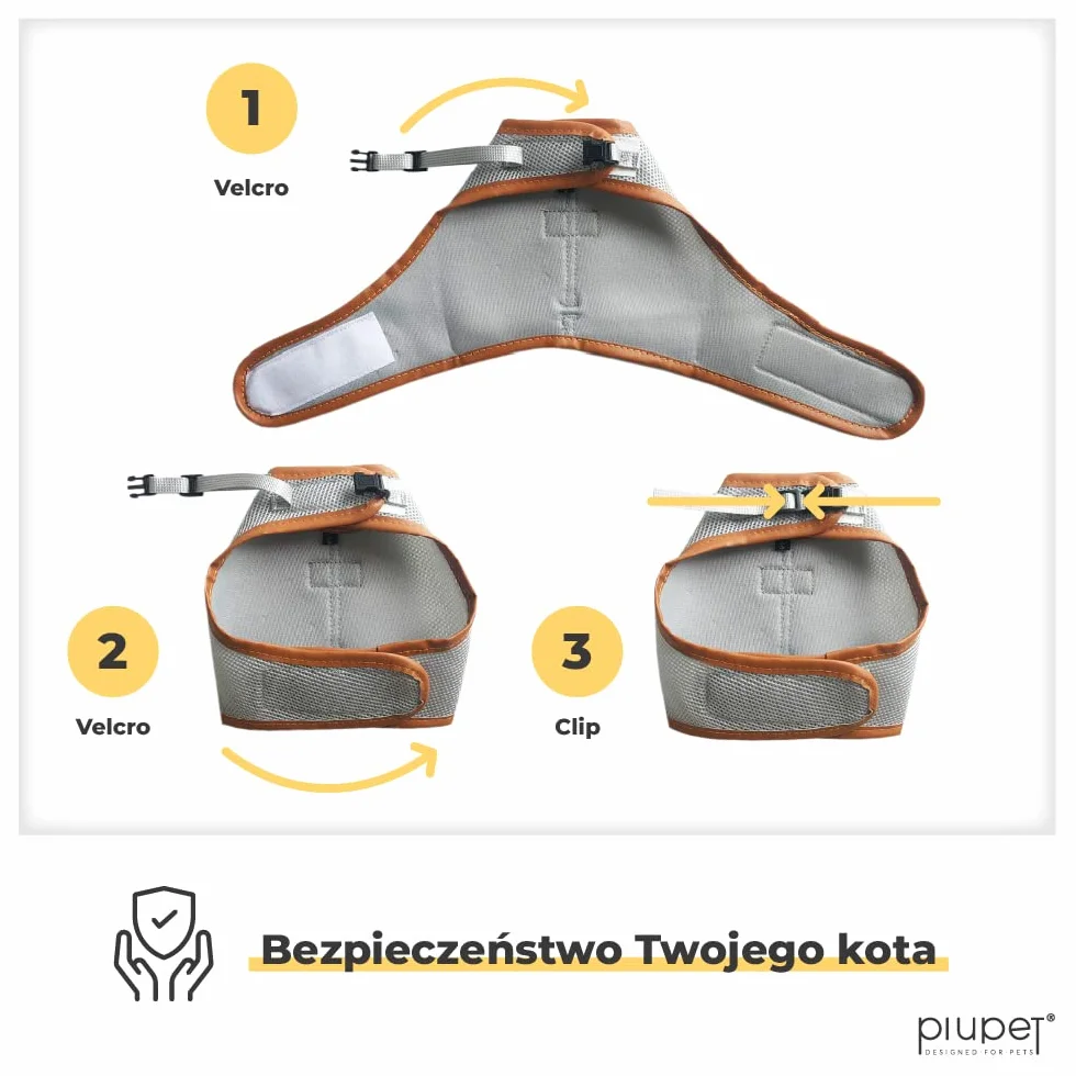 PiuPet® Szelki dla Kota ze Smyczą 1,2m, Odporna na Ucieczkę i Wytrzymała Obroża, Smycz dla Szczeniaków, Rozmiar M